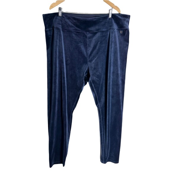 NWT Calvin Klein Women's Velvet Velour Pull On Pants Wide Leg Blue Plus Size 3X - Picture 1 of 7